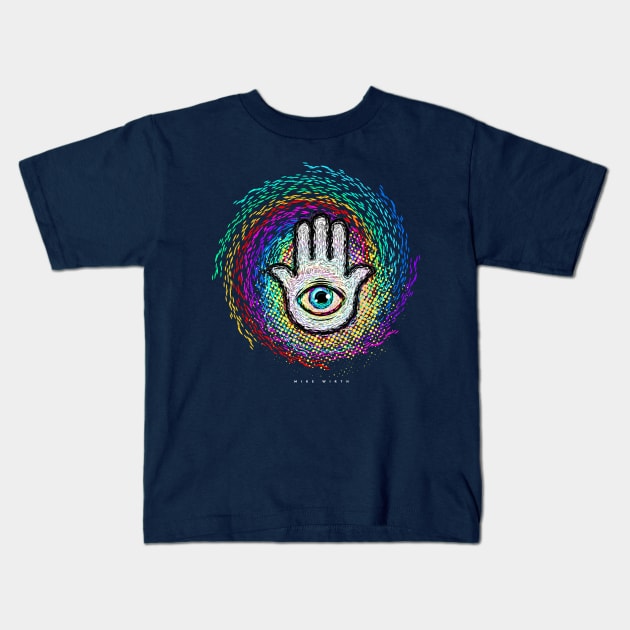 Flow Fields Hamsa Kids T-Shirt by Mikewirthart